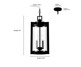 Ellway 2-Light Outdoor Hanging Lantern Textured Black