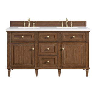 60 Inch Lorelai Freestanding Vanity in Mid-Century Walnut / White Zeus Top