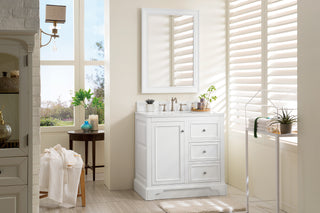 37.25 Inch De Soto Freestanding Vanity in Bright White / Arctic Fall Solid Surface Top