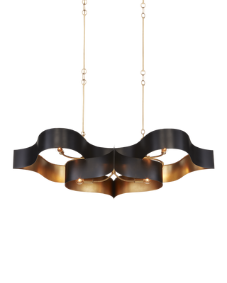 Grand Lotus Black Oval Chandelier