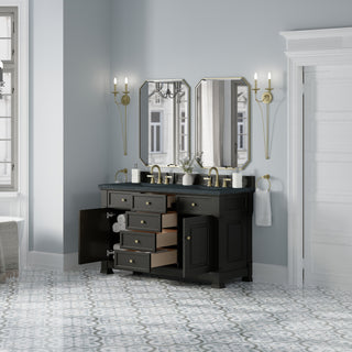 60 Inch Brookfield Freestanding Vanity in Black Onyx / Charcoal Soapstone Top