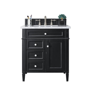 30 Inch Brittany Freestanding Vanity in Black Onyx / Eternal Jasmine Pearl Top