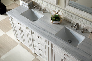 72 Inch Bristol Freestanding Vanity in Bright White / Arctic Fall Solid Surface Top