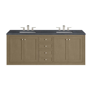 72 Inch Chicago Freestanding Vanity in Walnut Whisper / Charcoal Soapstone Top