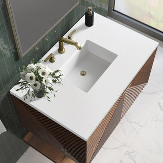 36 Inch Marcello Floating Vanity in Chestnut / White Zeus Top