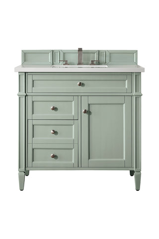36 Inch Brittany Freestanding Vanity in Sage Green / White Zeus Top