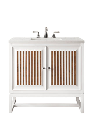 30 Inch Athens Dual Mount Vanity in Glossy White / Carrara White Top