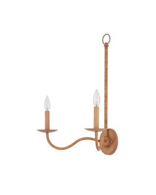 Saxon Double-Light Tan Wall Sconce