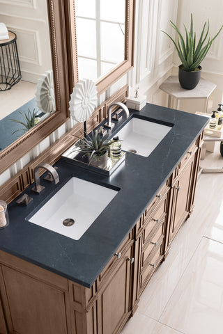 60 Inch Bristol Freestanding Vanity in Whitewashed Walnut / Charcoal Soapstone Top
