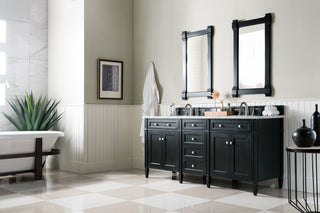 72 Inch Brittany Freestanding Vanity in Black Onyx / Carrara White Top