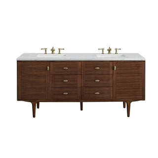 72 Inch Amberly Dual Mount Vanity in Mid-Century Walnut / Ethereal Noctis Top
