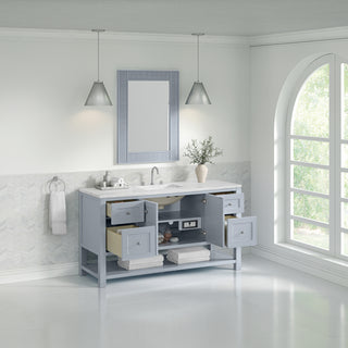 60 Inch Breckenridge Freestanding Vanity in Serenity Blue / Arctic Fall Top