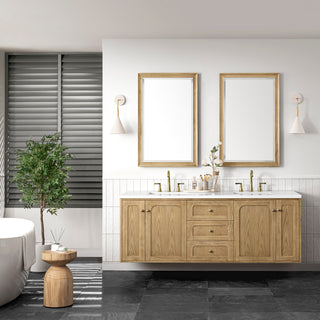 72 Inch Laurent Dual Mount Vanity in Light Natural Oak / White Zeus Top
