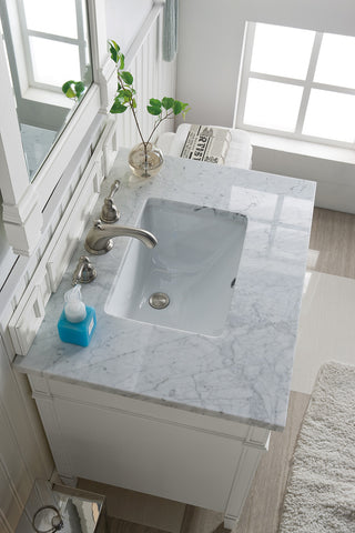 30 Inch Brittany Freestanding Vanity in Bright White / Carrara White Top