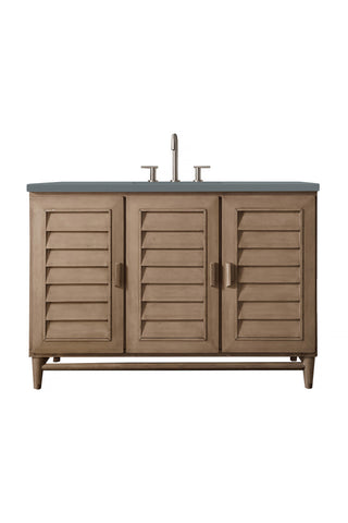 48 Inch Portland Freestanding Vanity in Whitewashed Walnut / Cala Blue Top