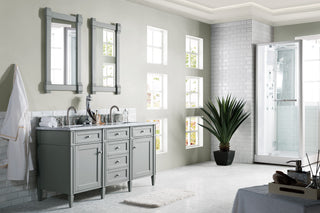 60 Inch Brittany Freestanding Vanity in Urban Gray / Carrara White Top