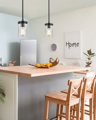 Taos 1-Light Mini-Pendant Light Matte Black/Wood Grain