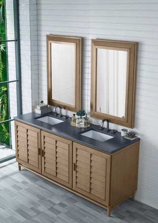 72 Inch Portland Freestanding Vanity in Whitewashed Walnut / Charcoal Soapstone Top