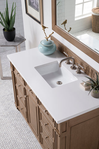 48 Inch Bristol Freestanding Vanity in Whitewashed Walnut / White Zeus Top