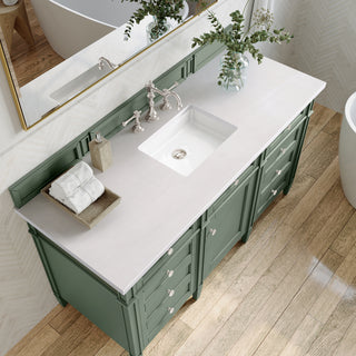 60 Inch Brittany Freestanding Vanity in Smokey Celadon / White Zeus Top