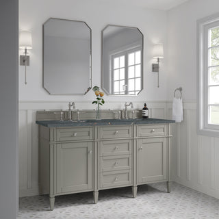 60 Inch Brittany Freestanding Vanity in Urban Gray / Parisien Bleu Top