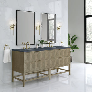 72 Inch Emmeline Freestanding Vanity in Pebble Oak / Charcoal Soapstone Top