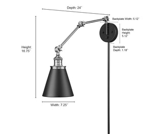 Evonne 1-Light Swing Arm Sconce Light Matte Black