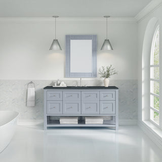 60 Inch Breckenridge Freestanding Vanity in Serenity Blue / Charcoal Soapstone Top