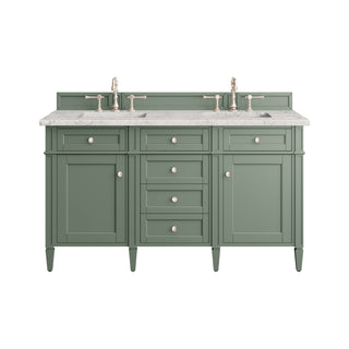 60 Inch Brittany Freestanding Vanity in Smokey Celadon / Eternal Jasmine Pearl Top