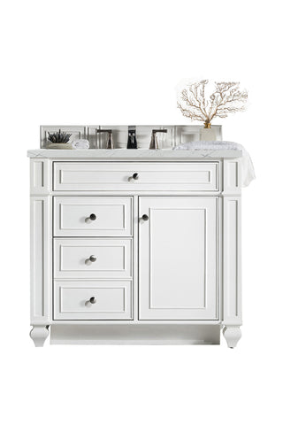 36 Inch Bristol Freestanding Vanity in Bright White / Ethereal Noctis Top