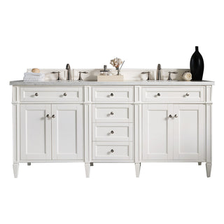 72 Inch Brittany Freestanding Vanity in Bright White / Eternal Jasmine Pearl Top