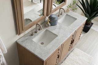60 Inch Portland Freestanding Vanity in Whitewashed Walnut / Carrara White Top