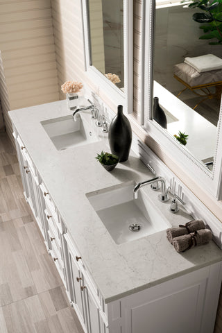 72 Inch Bristol Freestanding Vanity in Bright White / Eternal Jasmine Pearl Top