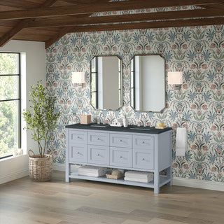 60 Inch Breckenridge Freestanding Vanity in Serenity Blue / Charcoal Soapstone Top