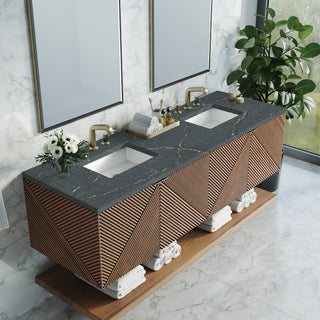 72 Inch Marcello Floating Vanity in Chestnut / Parisien Bleu Top