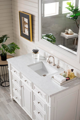 48 Inch Bristol Freestanding Vanity in Bright White / Eternal Jasmine Pearl Top