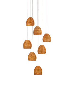 Beehive 7-Light Round Multi-Drop Pendant