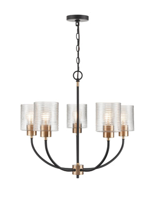 Renitta 5-Light Chandelier Ceiling Light Matte Black Modern Gold