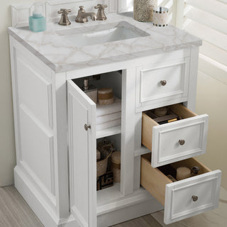 31.25 Inch De Soto Freestanding Vanity in Bright White / Victorian Silver Top