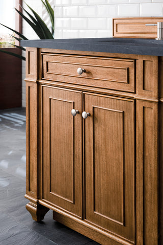 72 Inch Bristol Freestanding Vanity in Saddle Brown / Charcoal Soapstone Top
