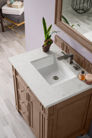 30 Inch Bristol Freestanding Vanity in Whitewashed Walnut / Eternal Jasmine Pearl Top