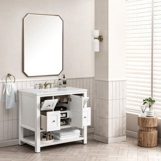 36 Inch Breckenridge Freestanding Vanity in Bright White / White Zeus Top