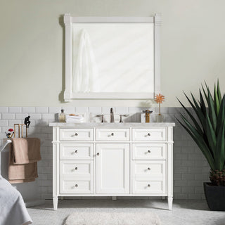 48 Inch Brittany Freestanding Vanity in Bright White / Victorian Silver Top