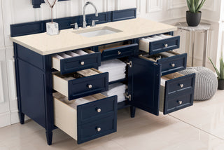 60 Inch Brittany Freestanding Vanity in Victory Blue / Eternal Marfil Top