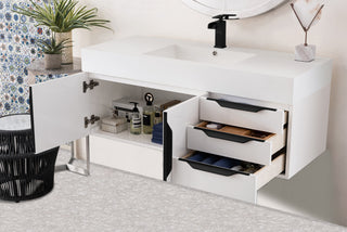 48 Inch Columbia Floating Vanity in Glossy White / Glossy White Top