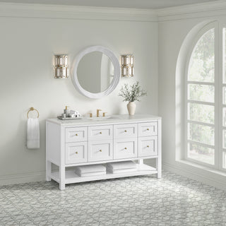60 Inch Breckenridge Freestanding Vanity in Bright White / Lime Delight Top