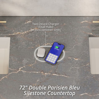 72 Inch Breckenridge Freestanding Vanity in Bright White / Parisien Bleu Top