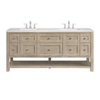 72 Inch Breckenridge Freestanding Vanity in Whitewashed Oak / Arctic Fall Top