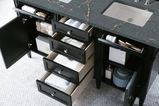 60 Inch Brittany Freestanding Vanity in Black Onyx / Parisien Bleu Top