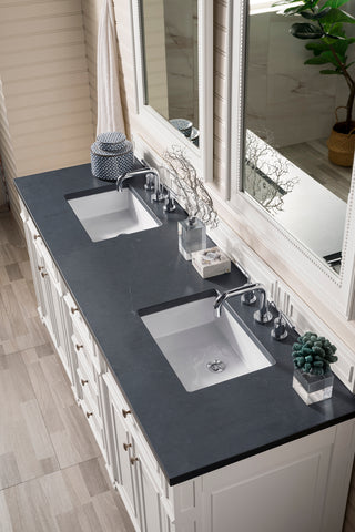 72 Inch Bristol Freestanding Vanity in Bright White / Charcoal Soapstone Top